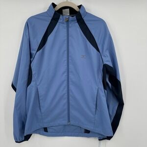 Mizuno Ladies Lightweight Running Jacket Blue Full Zip Athletic Wear Size L